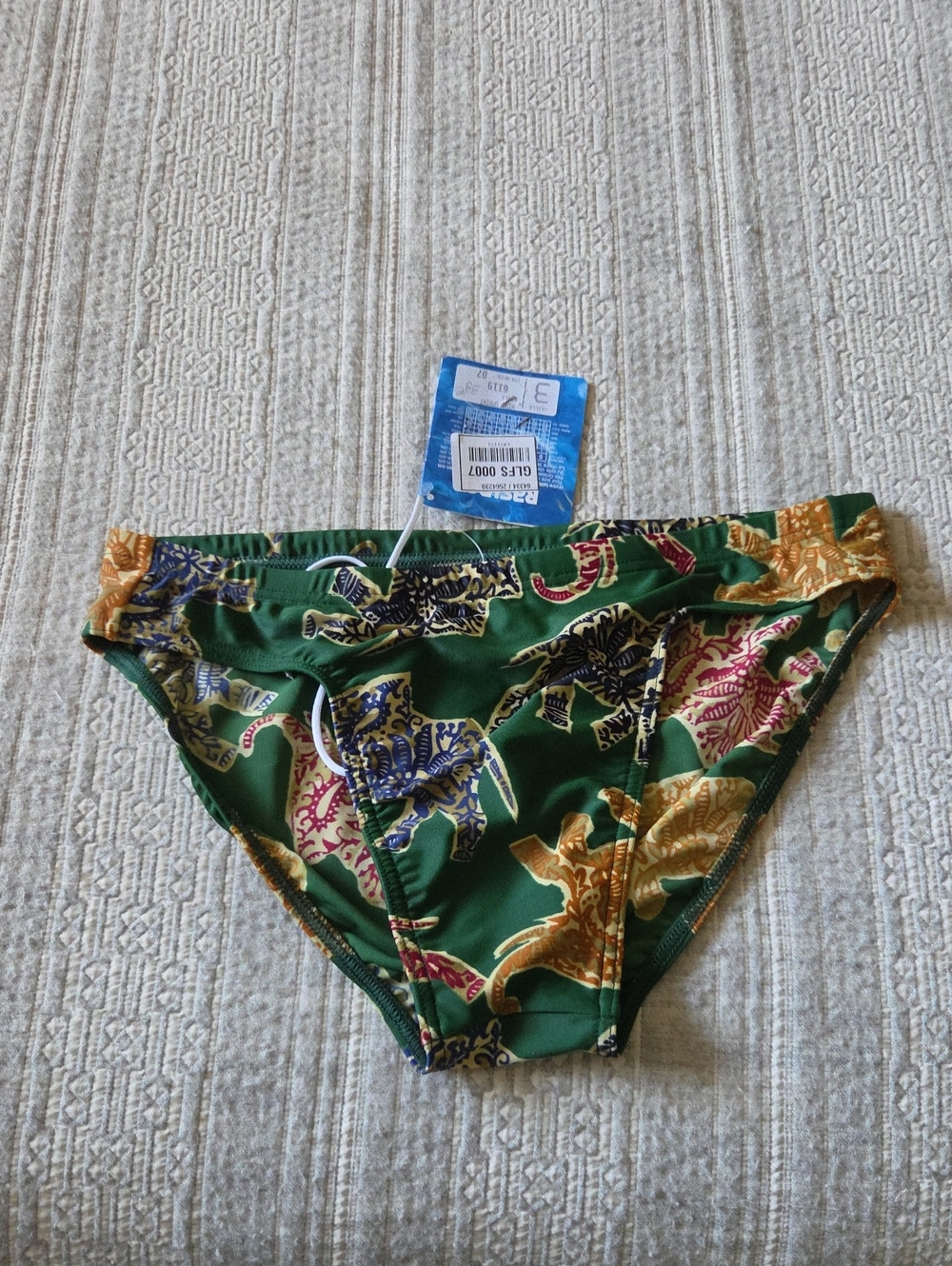 Rasurel Men Green Swim Brief with Multicolor Print